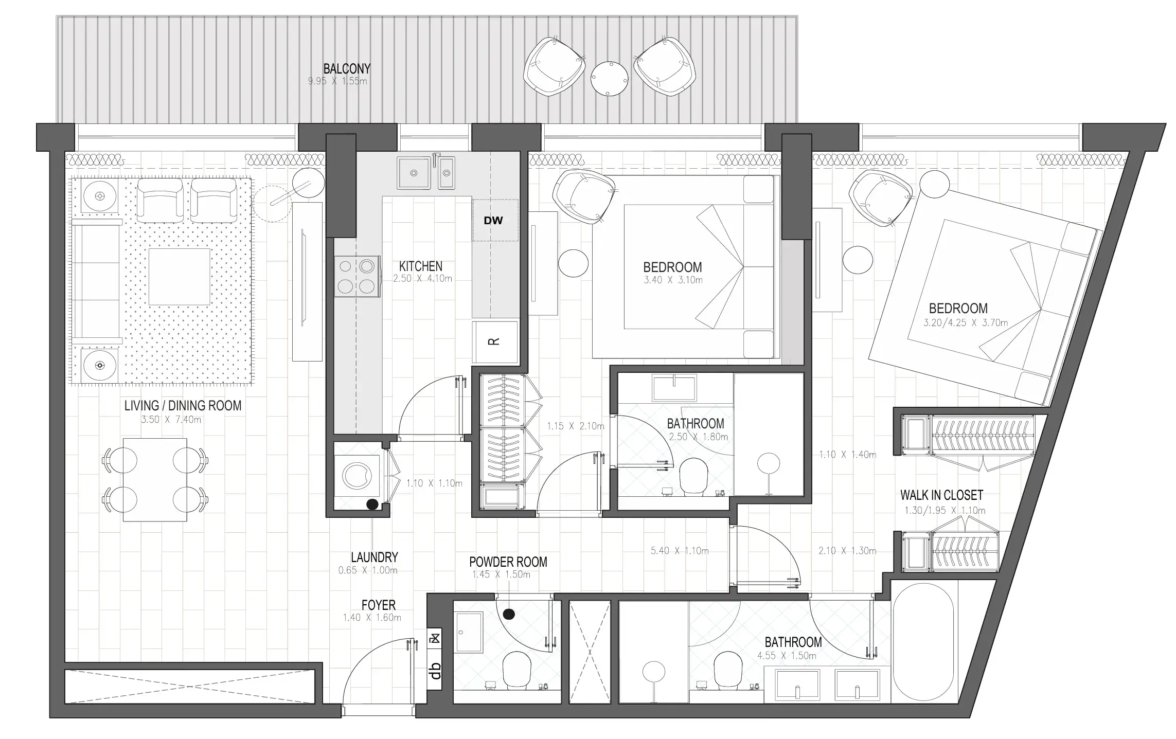 2 bedroom Apartments floor plan at Palace Residences Al Mamsha