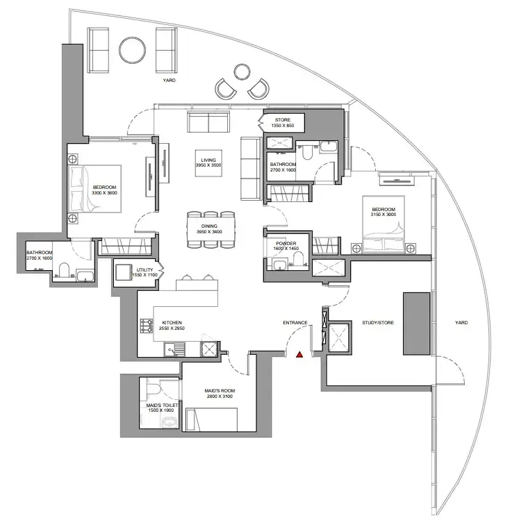2 bedroom Apartments floor plan at Skyscape