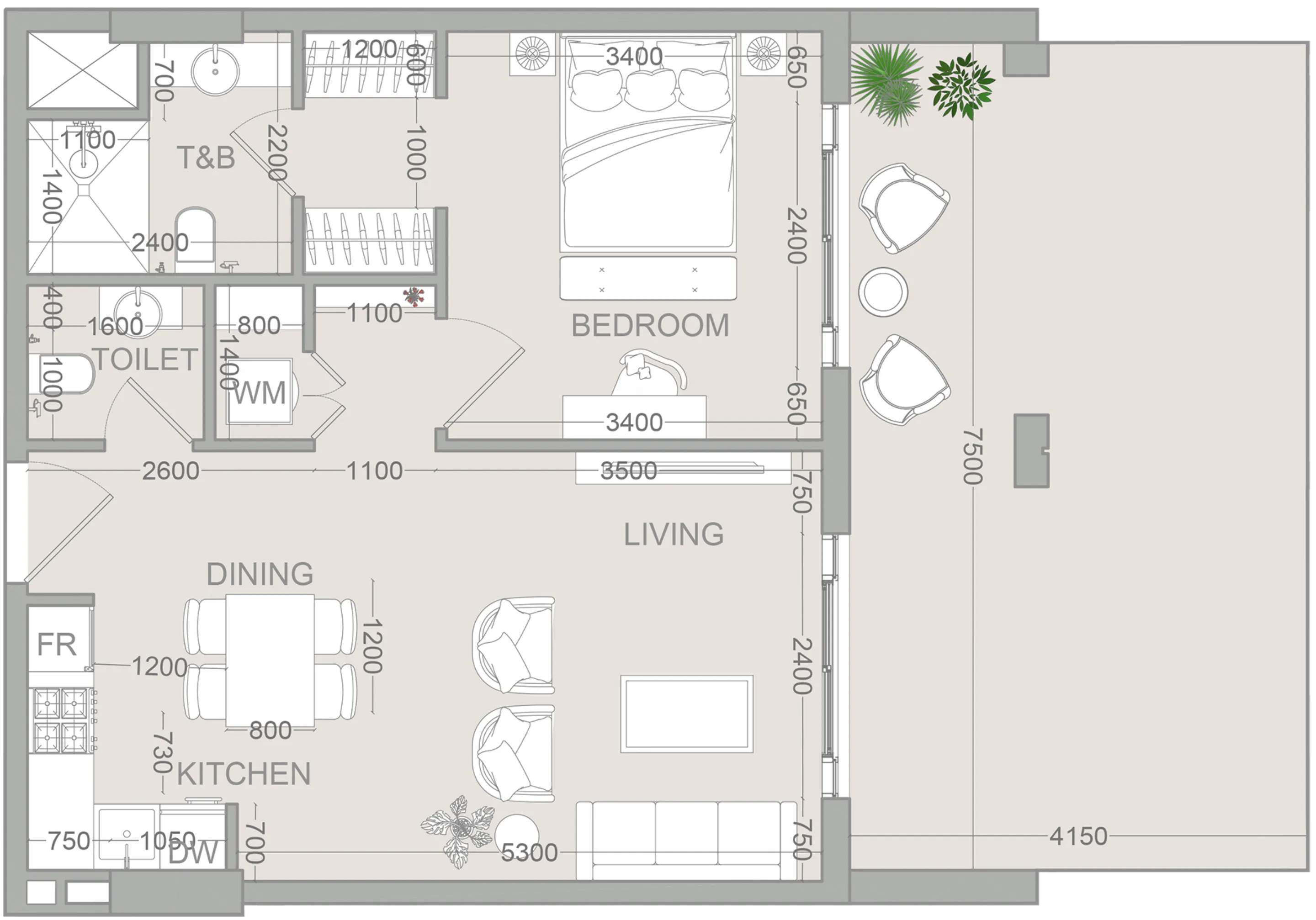1 bedroom Apartments floor plan at VERDAN1A 2