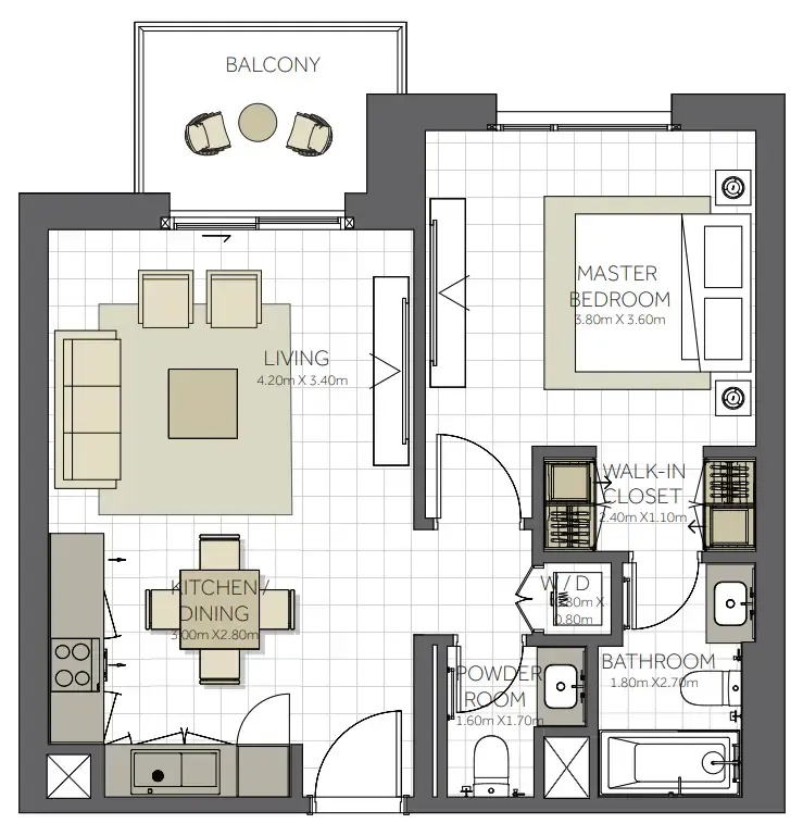 1 bedroom Apartments floor plan at Topaz Residences