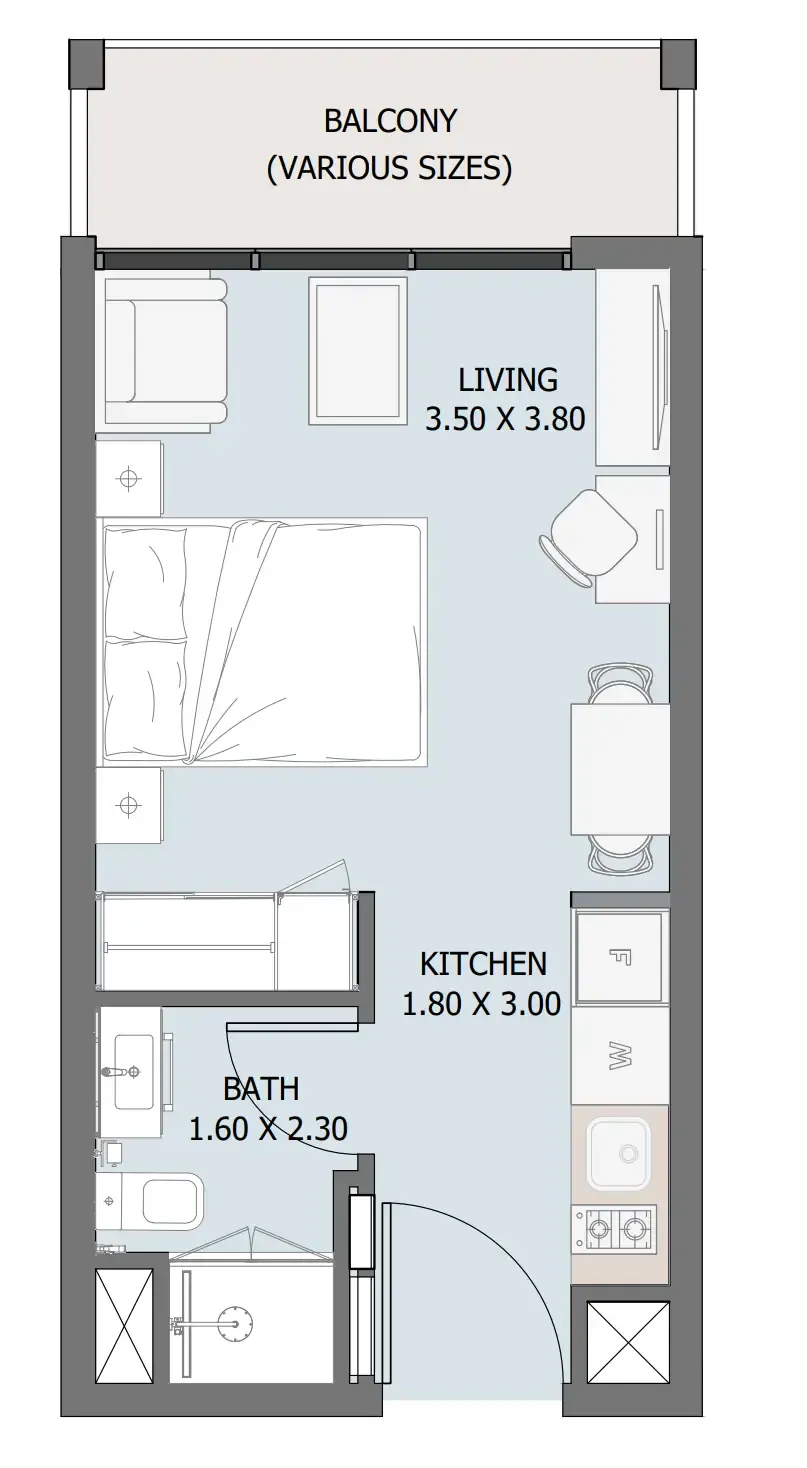 0 bedroom Apartments floor plan at Verdana III