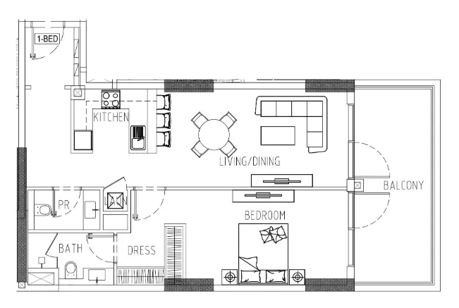 1 bedroom Apartments floor plan at Damac Riverside Views