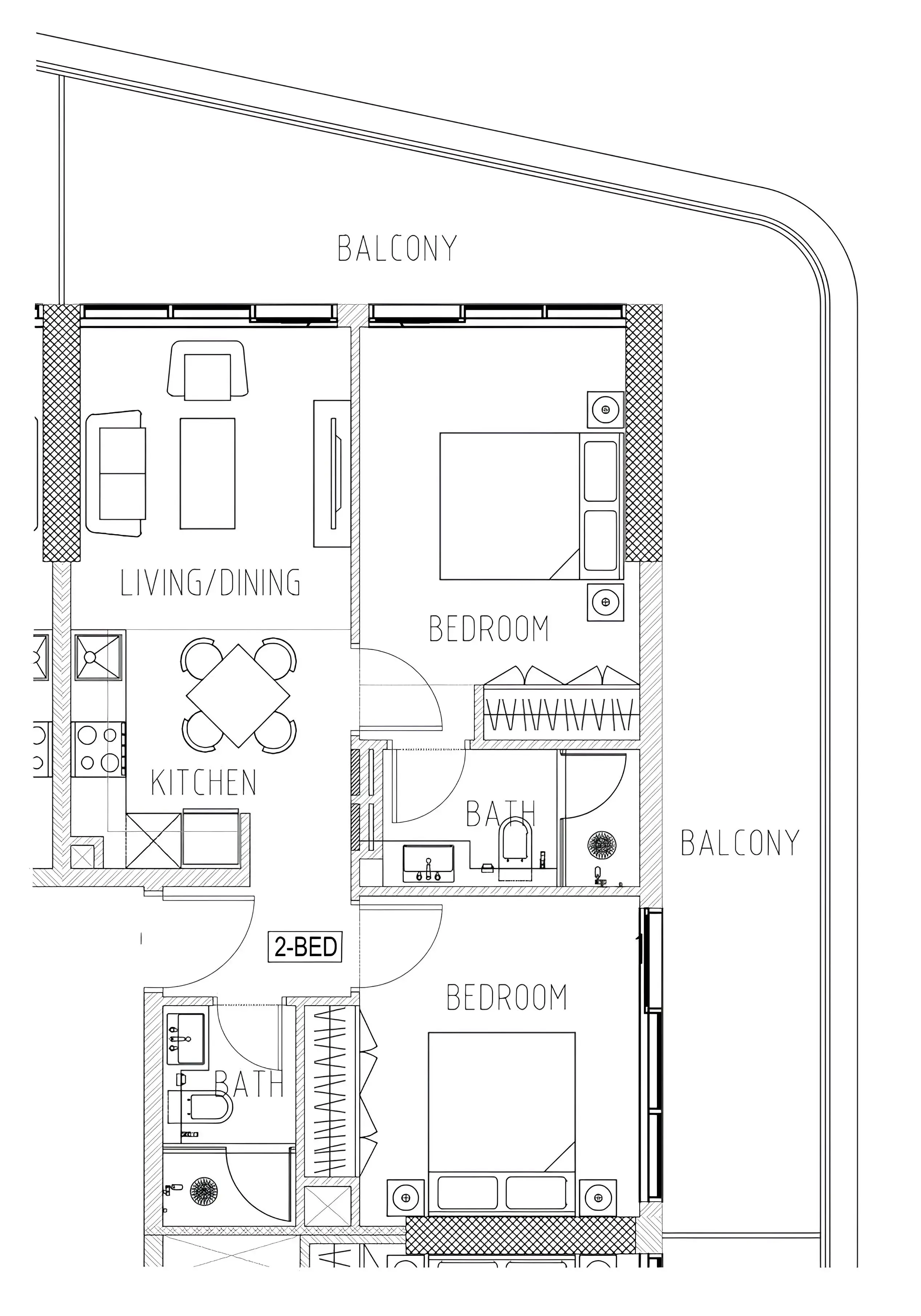 2 bedroom Apartments floor plan at Elo 2 and 3 Damac