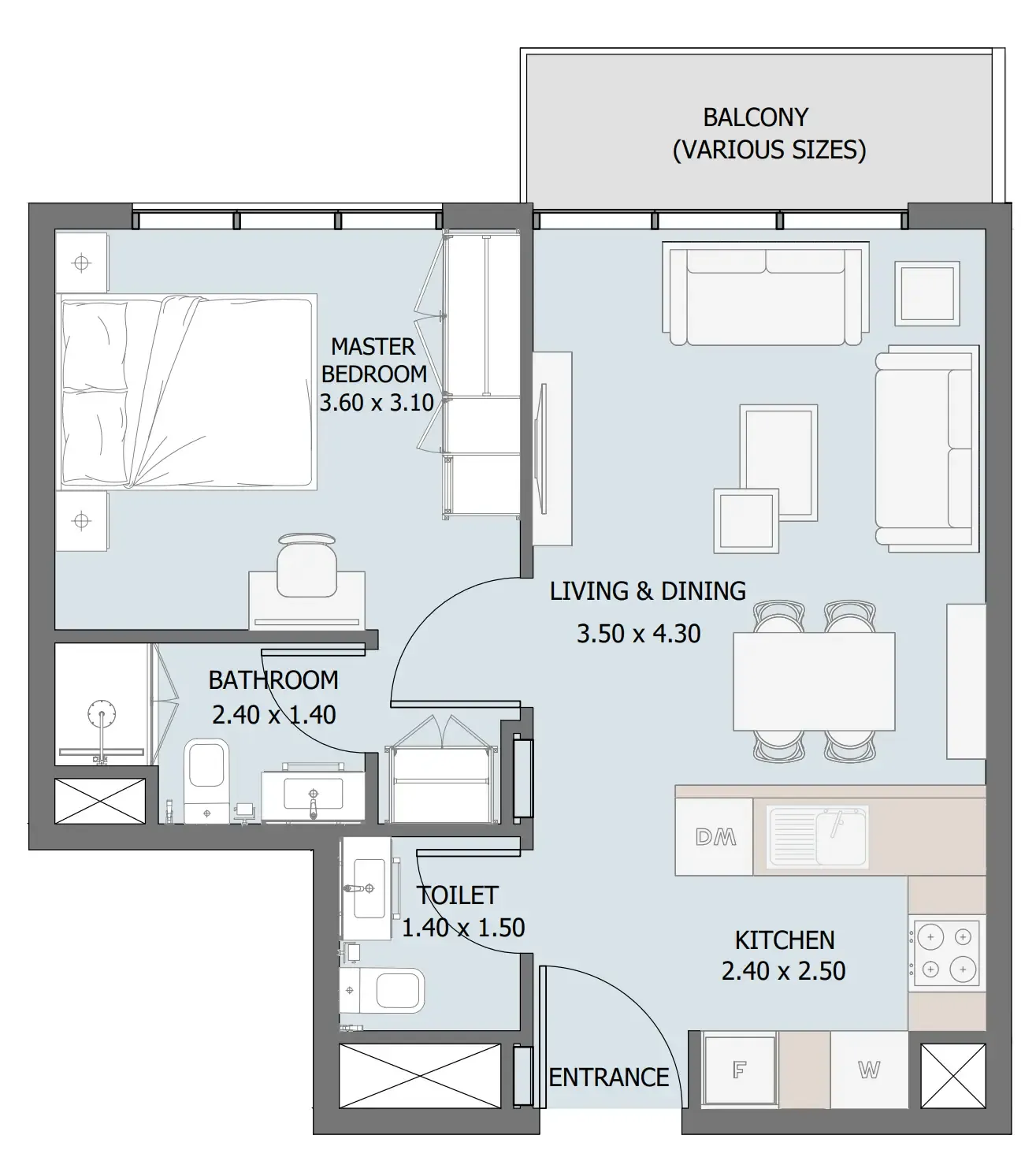 1 bedroom Apartments floor plan at Verdana III