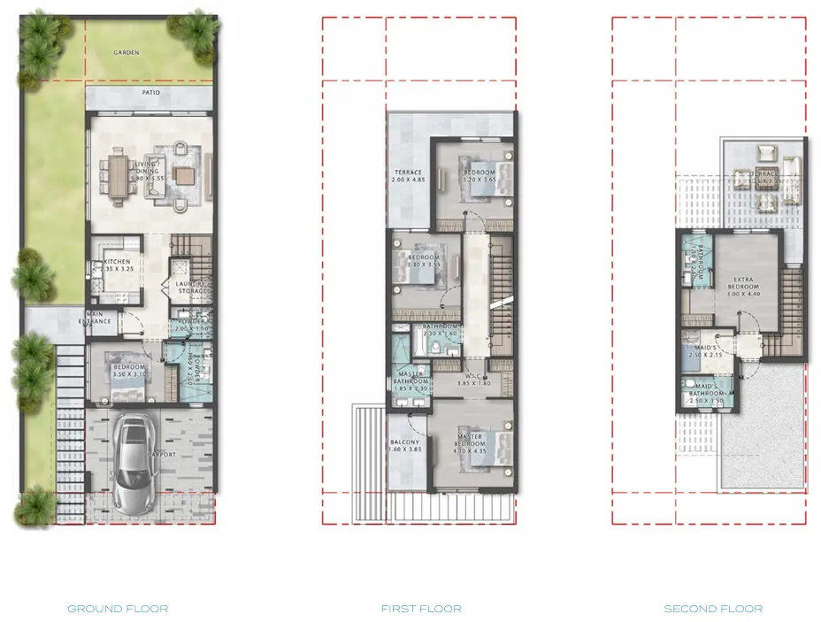 5 bedroom Townhouse floor plan at Damac Islands Phase 1 and 2