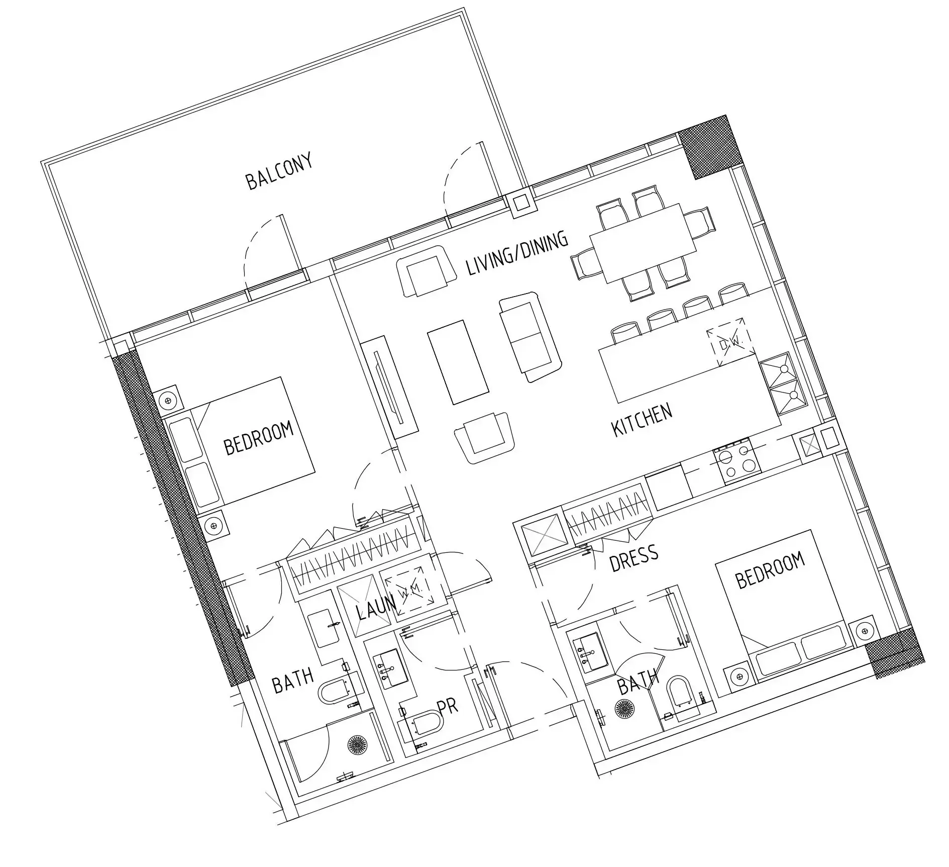 2 bedroom Apartments floor plan at Damac District