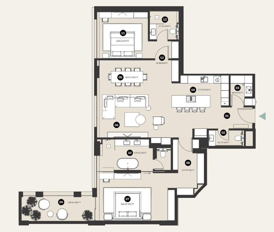 2 bedroom Apartments floor plan at Waldorf Astoria Residences