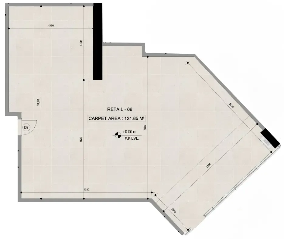  bedroom Retail floor plan at Sky Line by Peace Homes