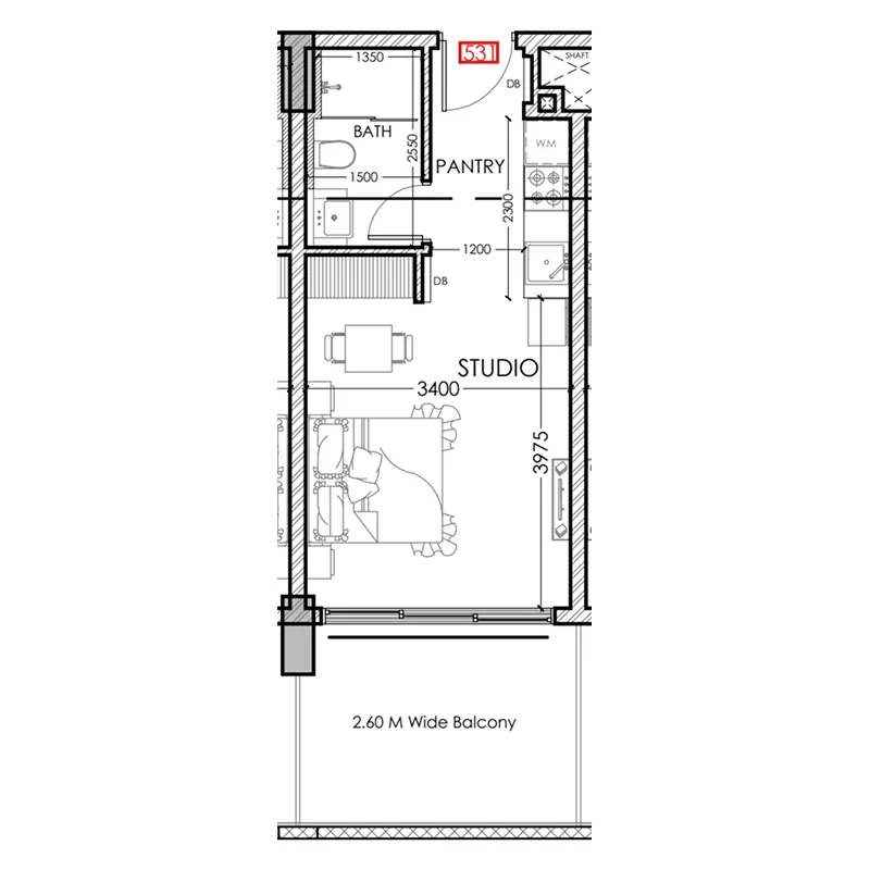 0 bedroom Apartments floor plan at Al Haseen Residences 5