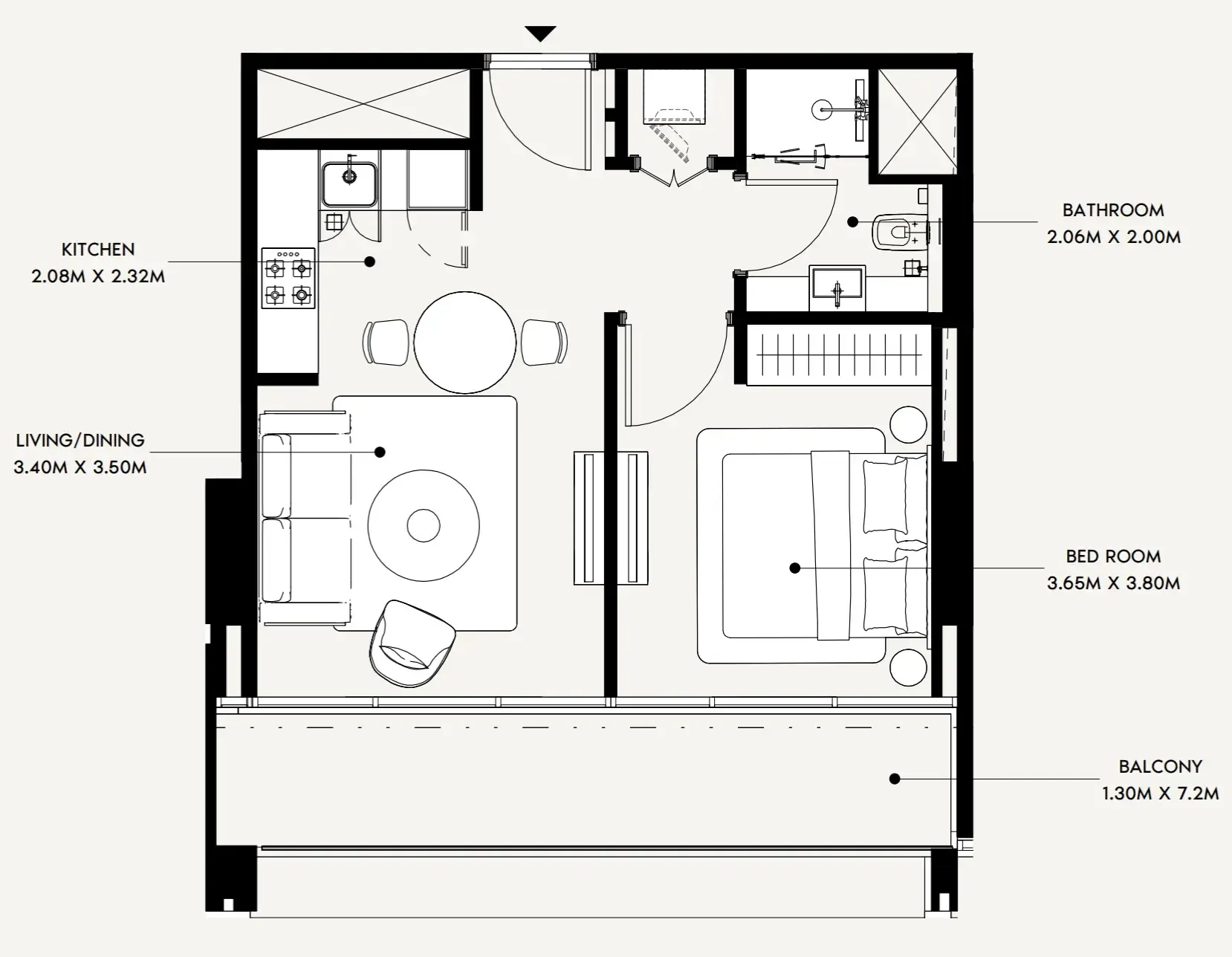 1 bedroom Apartments floor plan at Creek Views 4