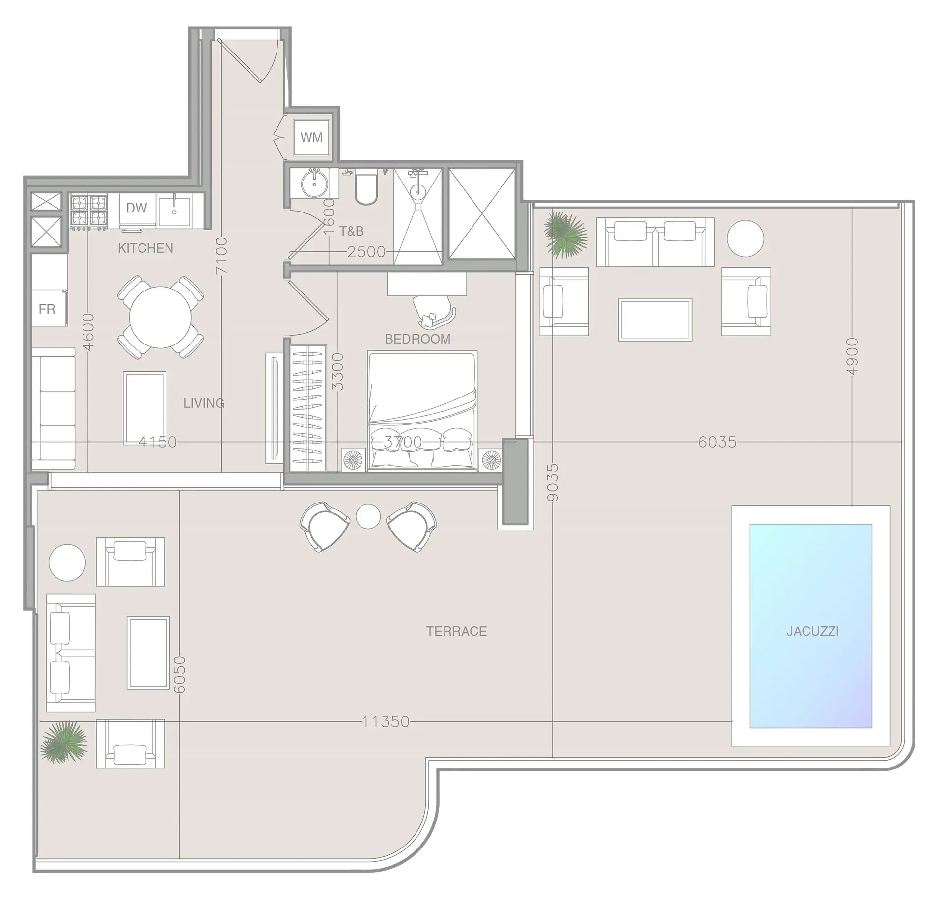 1 bedroom Apartments floor plan at ELAR1S Axis