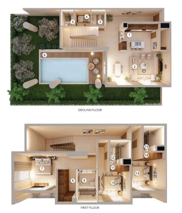 3 bedroom Duplex floor plan at Tivanno Residence