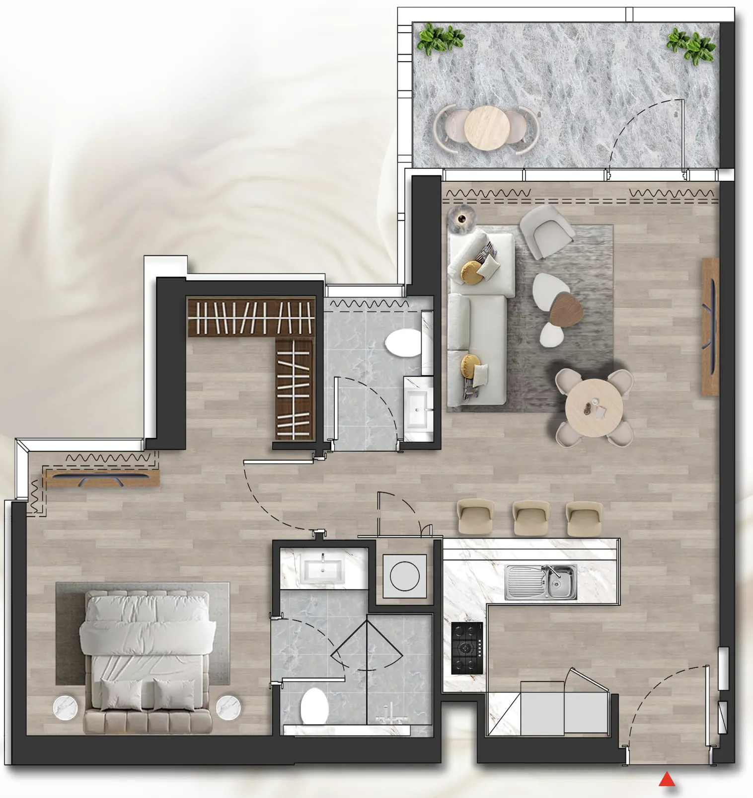 1 bedroom Apartments floor plan at Island Heights