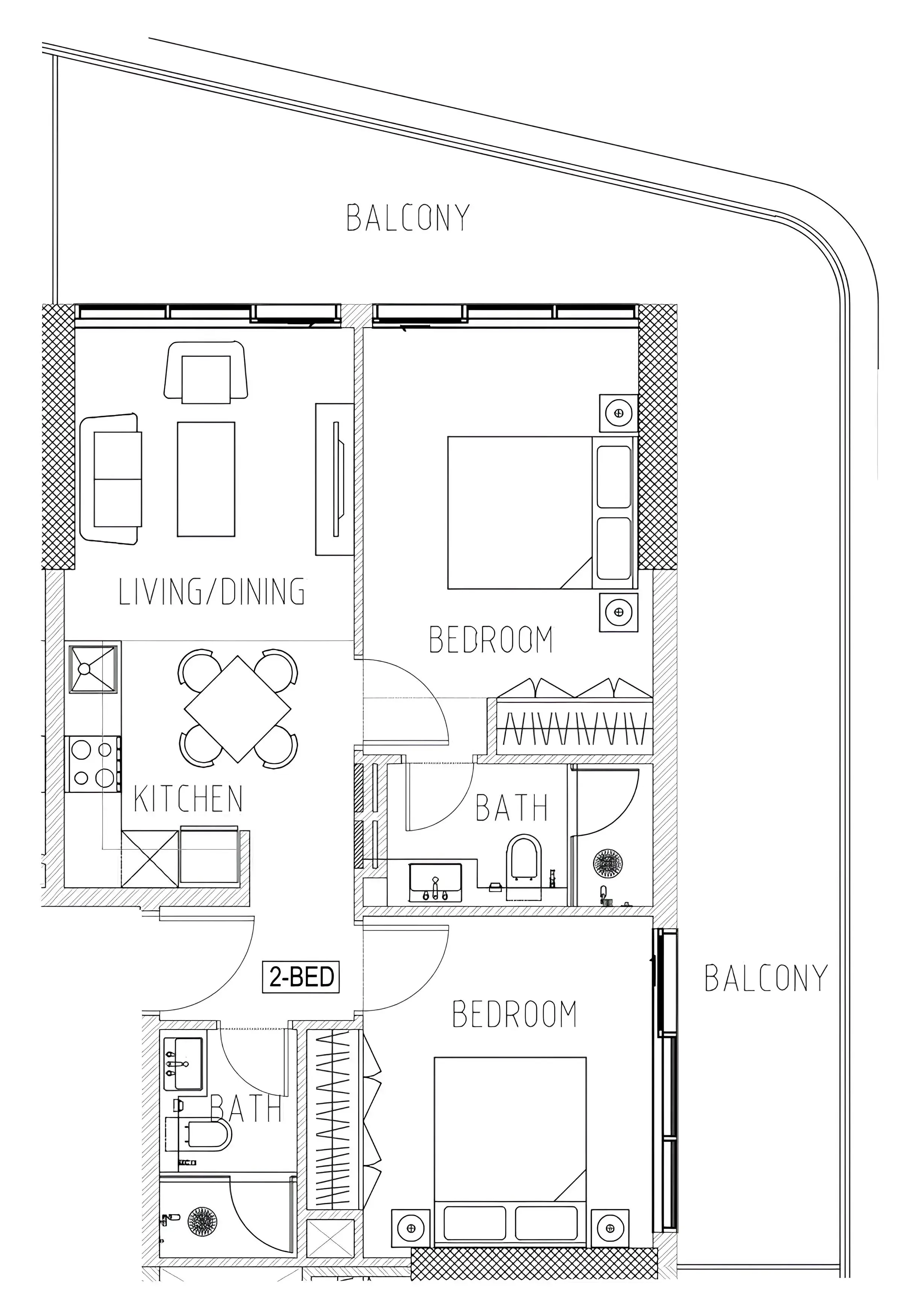 2 bedroom Apartments floor plan at Elo 2 and 3 Damac