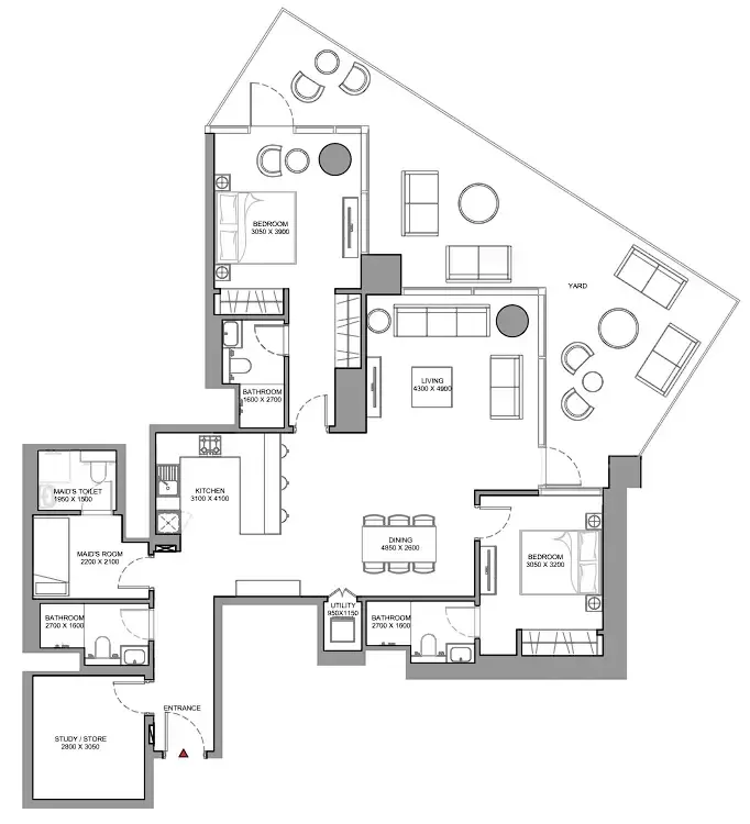 2 bedroom Apartments floor plan at Skyscape