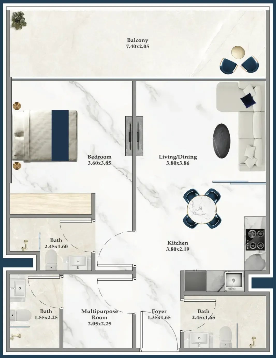 1 bedroom Apartments floor plan at Serenz