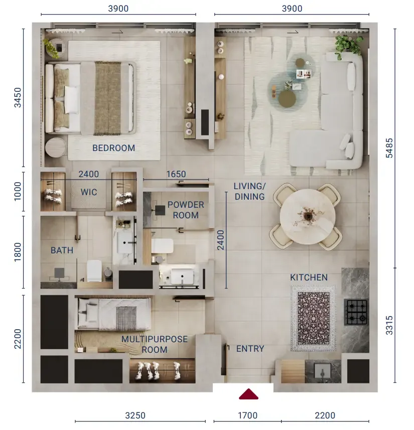 1 bedroom Apartments floor plan at Mirdad