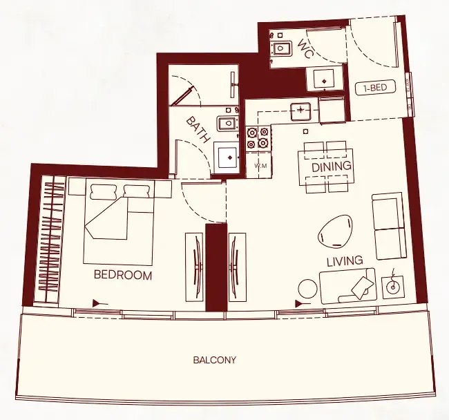 1 bedroom Apartments floor plan at Binghatti Skyflame