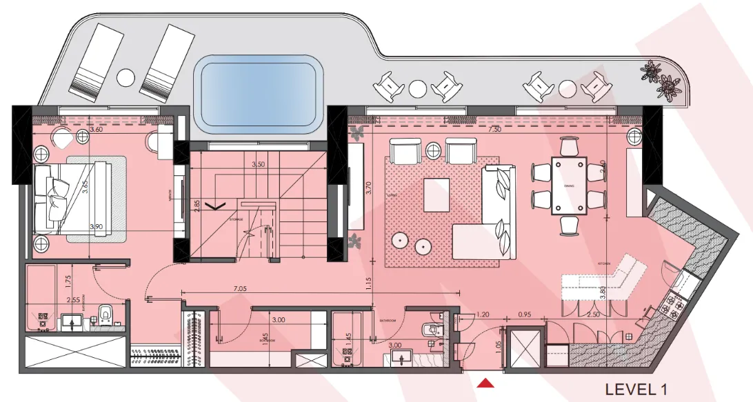 4 bedroom Penthouse floor plan at Azizi Wasel