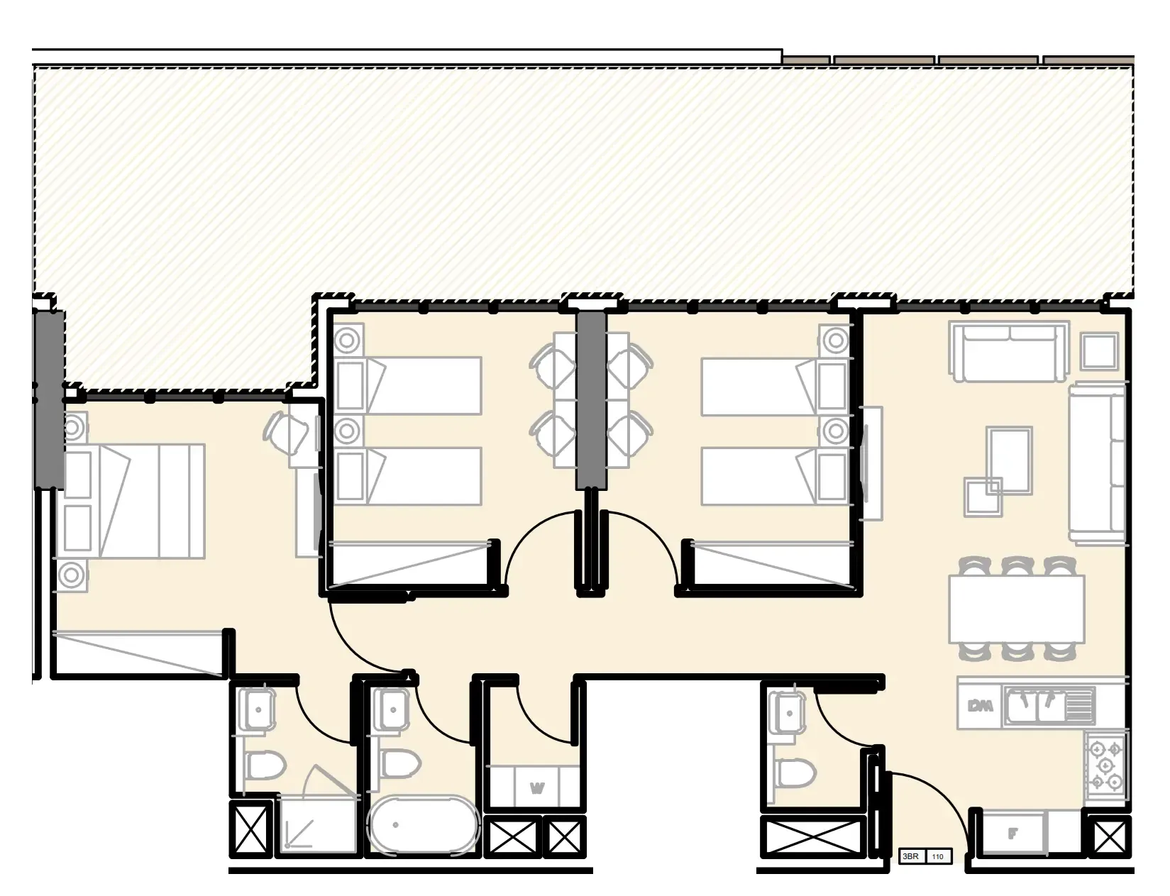 3 bedroom Apartments floor plan at Verdana III