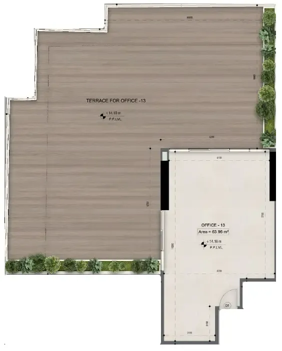  bedroom Office floor plan at Sky Line by Peace Homes
