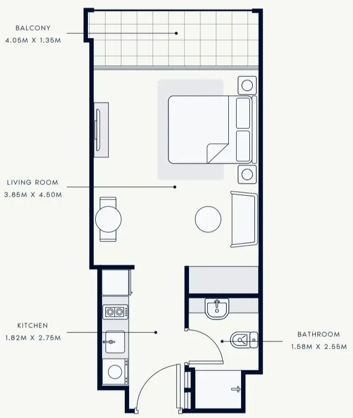 0 bedroom Apartments floor plan at Riviera Beachfront