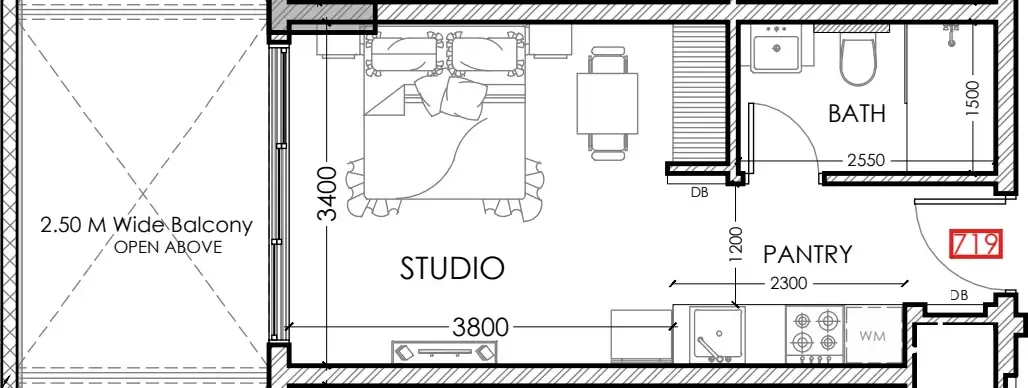 0 bedroom Apartments floor plan at Al Haseen Residences 5