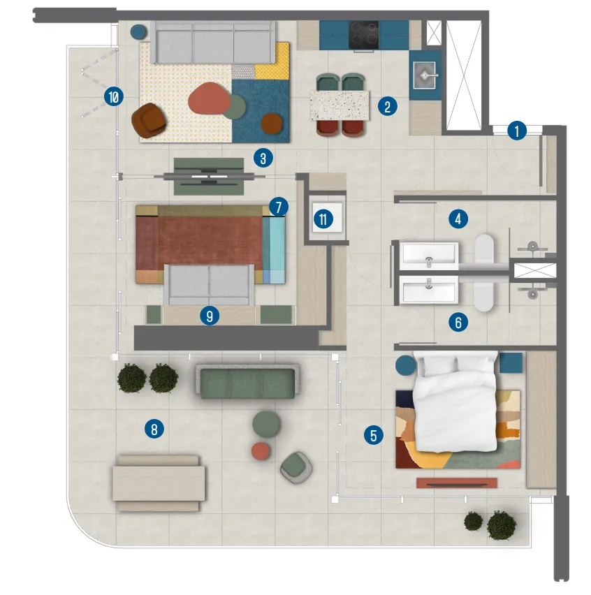 2 bedroom Apartments floor plan at Rove Home Marasi Drive