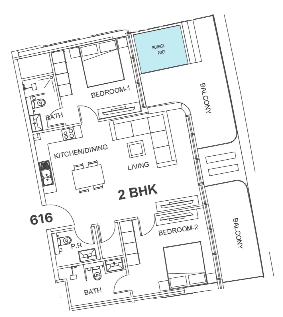 2 bedroom Apartments floor plan at Villa Del Garda