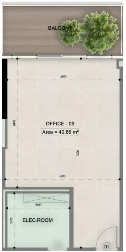 bedroom Office floor plan at Sky Line by Peace Homes