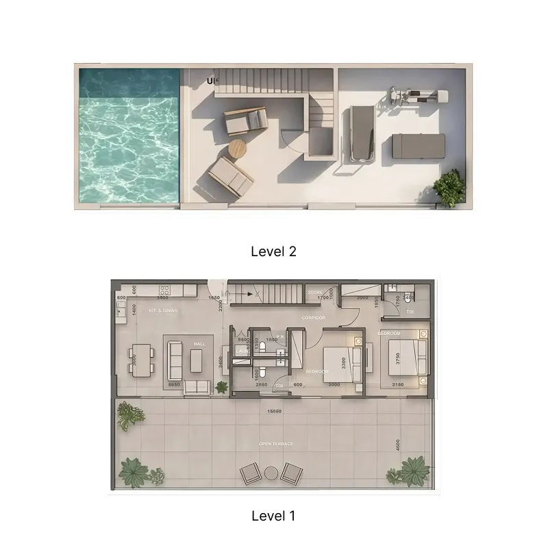 2 bedroom Penthouse floor plan at Sky Harmony
