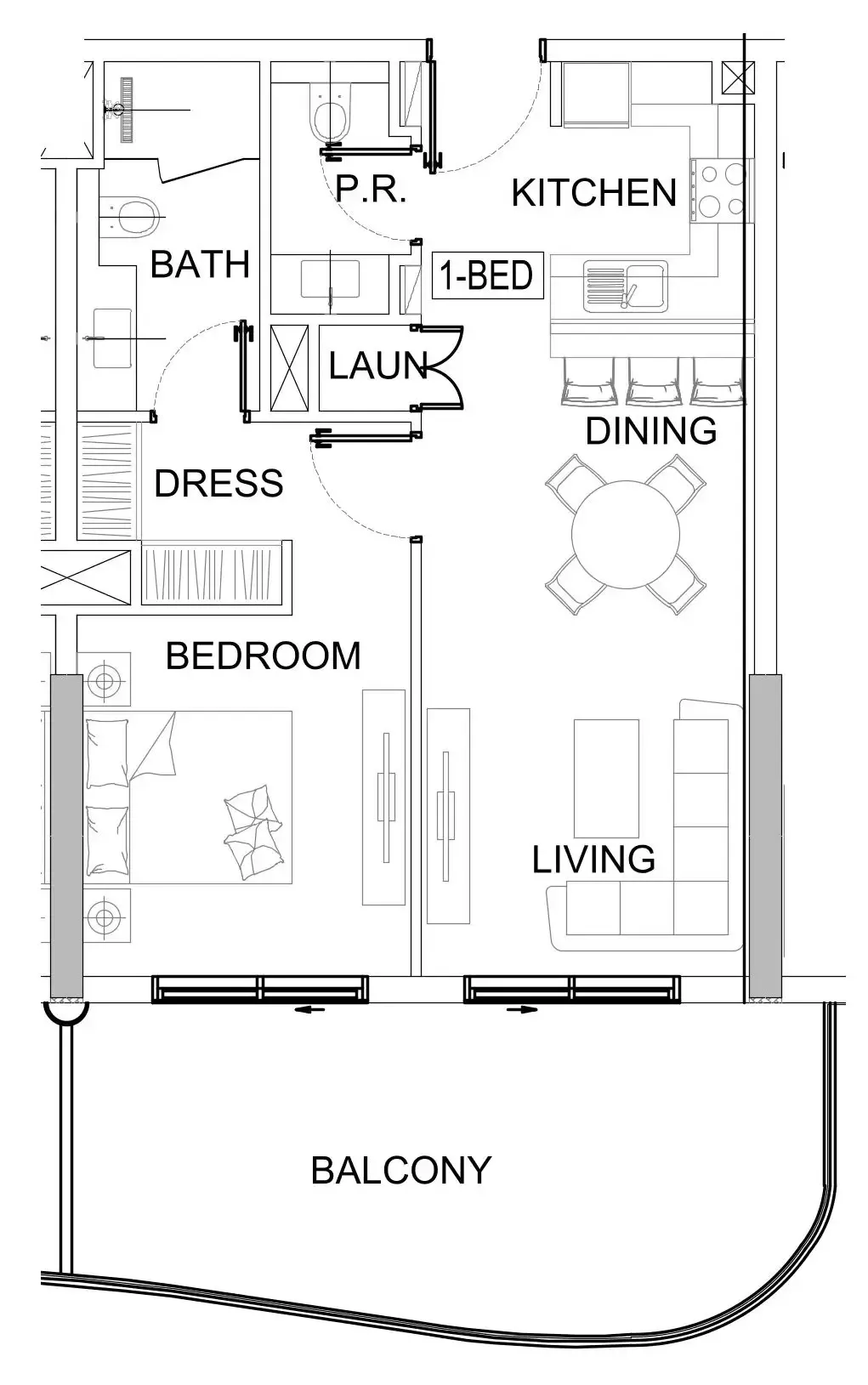 1 bedroom Apartments floor plan at Valencia