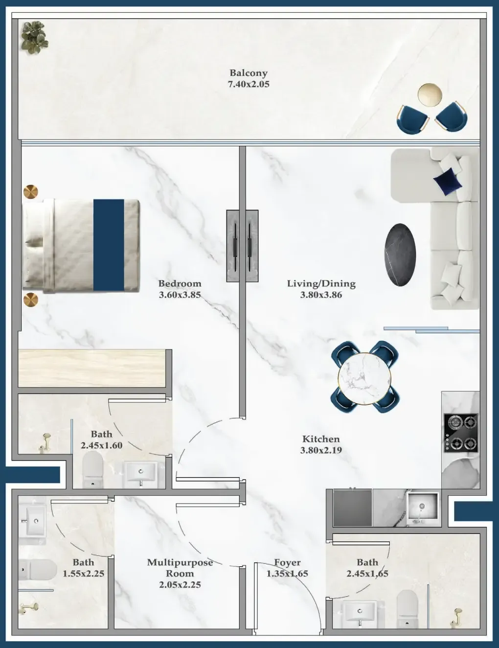 1 bedroom Apartments floor plan at Serenz