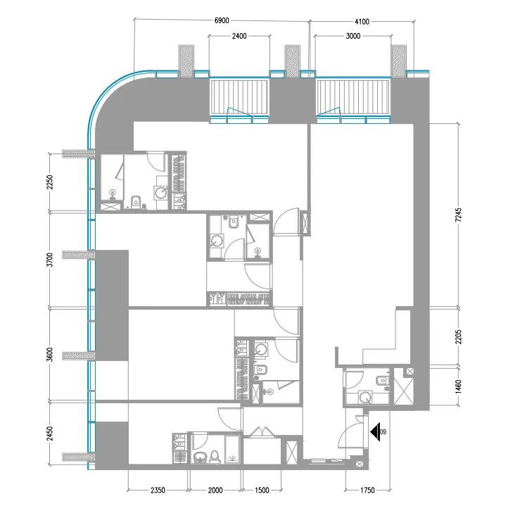 3 bedroom Apartments floor plan at Tiger Sky Tower
