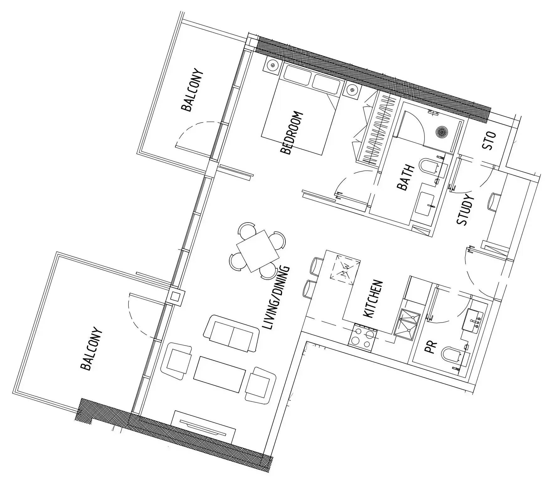 1 bedroom Apartments floor plan at Damac District