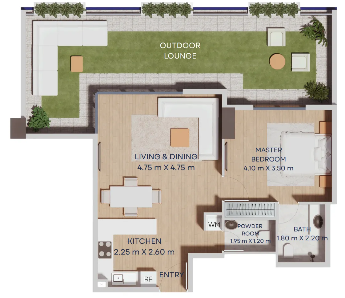 1 bedroom Apartments floor plan at Manam Pearl