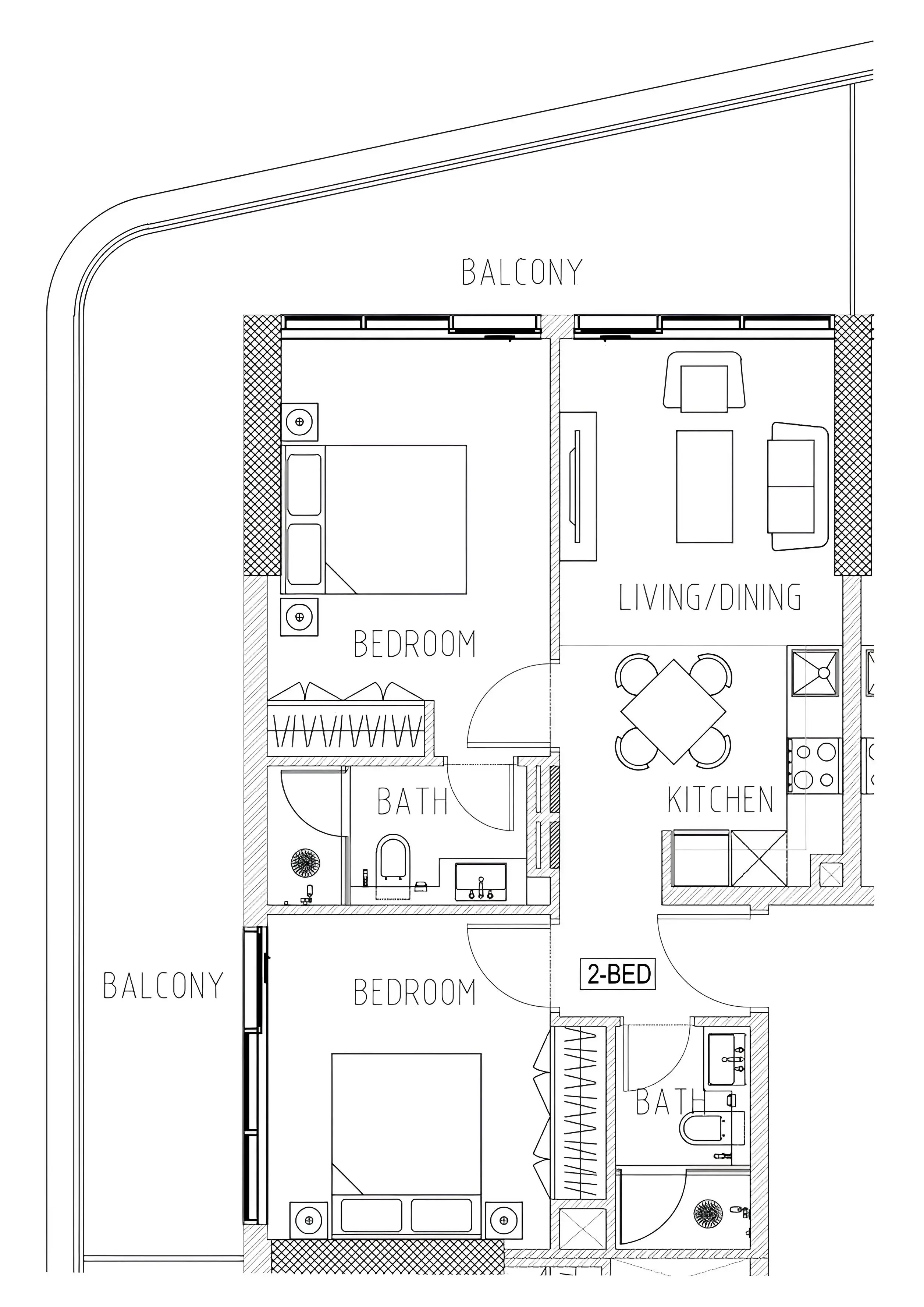 2 bedroom Apartments floor plan at Elo 2 and 3 Damac
