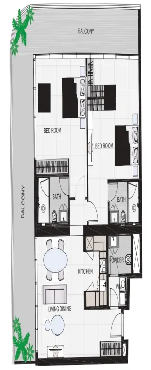 2 bedroom Apartments floor plan at The Community Sports Arena