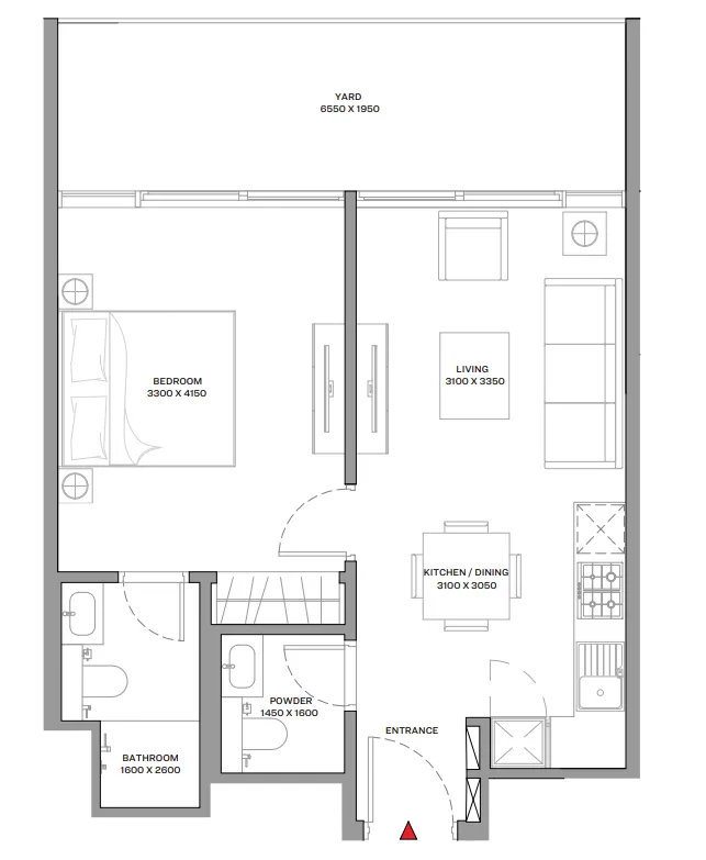 1 bedroom Apartments floor plan at Beach Residences at Siniya Island