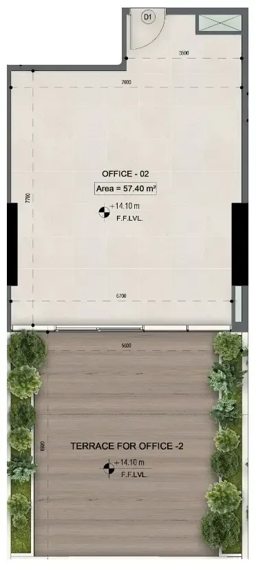  bedroom Office floor plan at Sky Line by Peace Homes