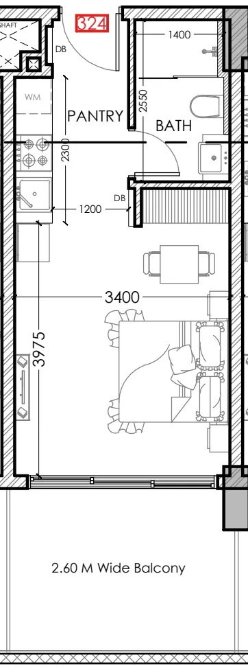 0 bedroom Apartments floor plan at Al Haseen Residences 5