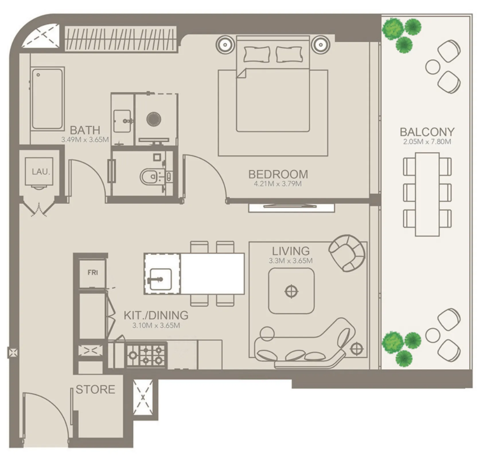 1 bedroom Apartments floor plan at Golf Grove by Regent