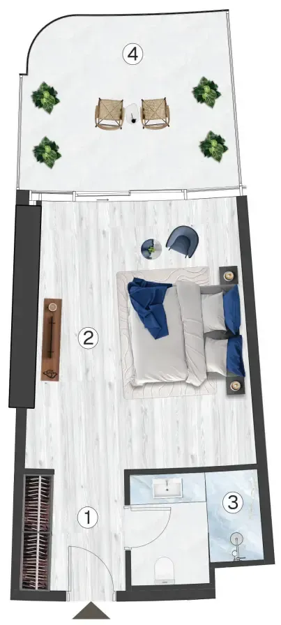 0 bedroom Apartments floor plan at Radisson Blu Hotel & Residences