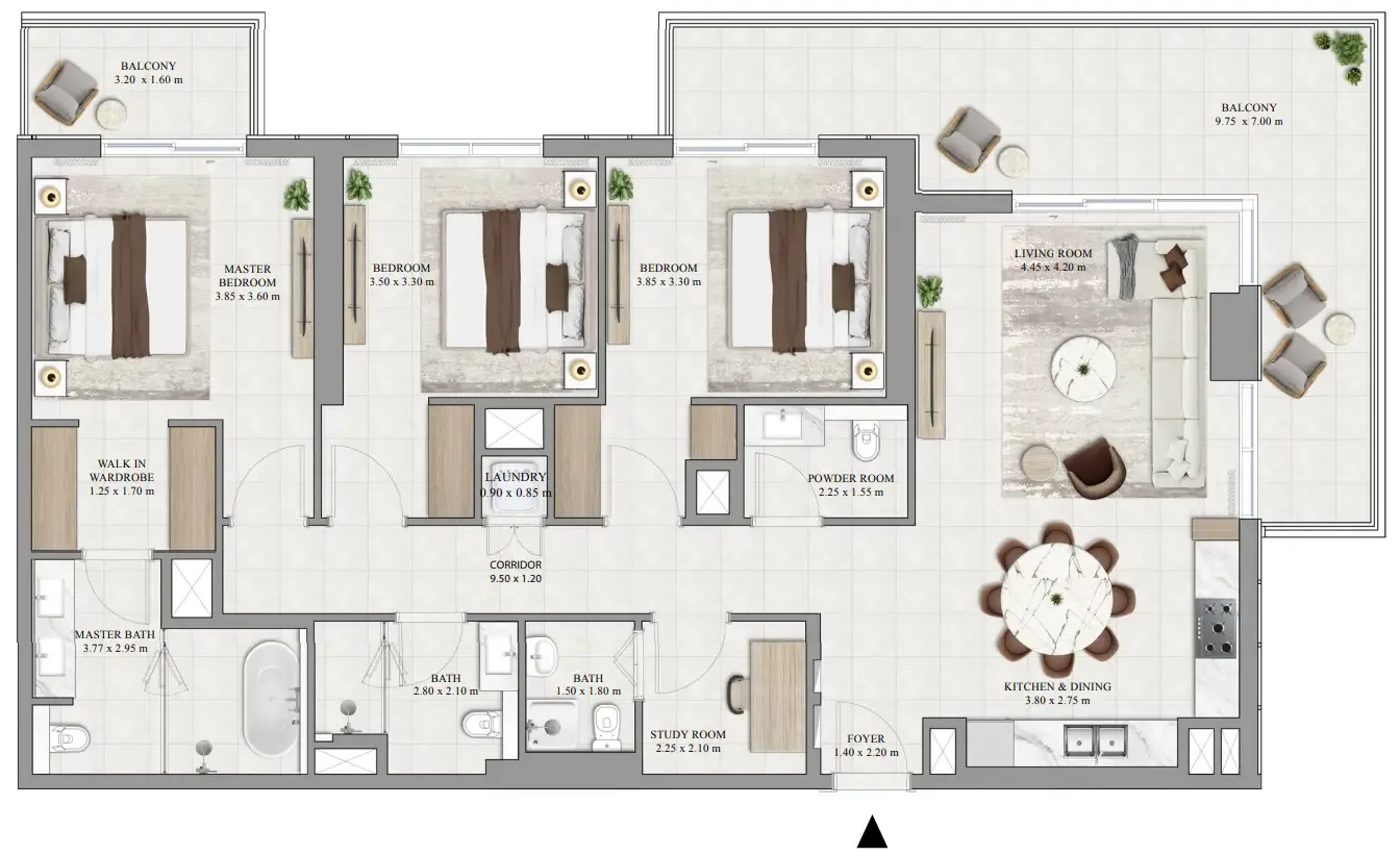 3 bedroom Apartments floor plan at Greencrest