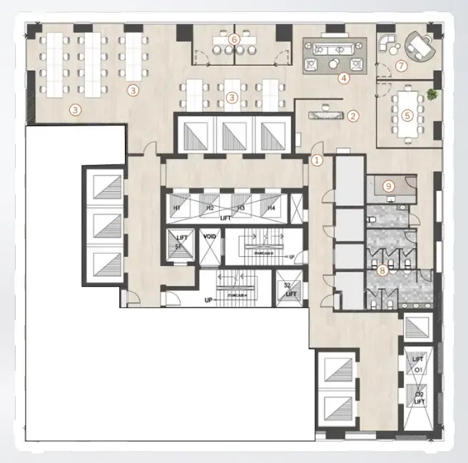  bedroom Office floor plan at AHS Tower