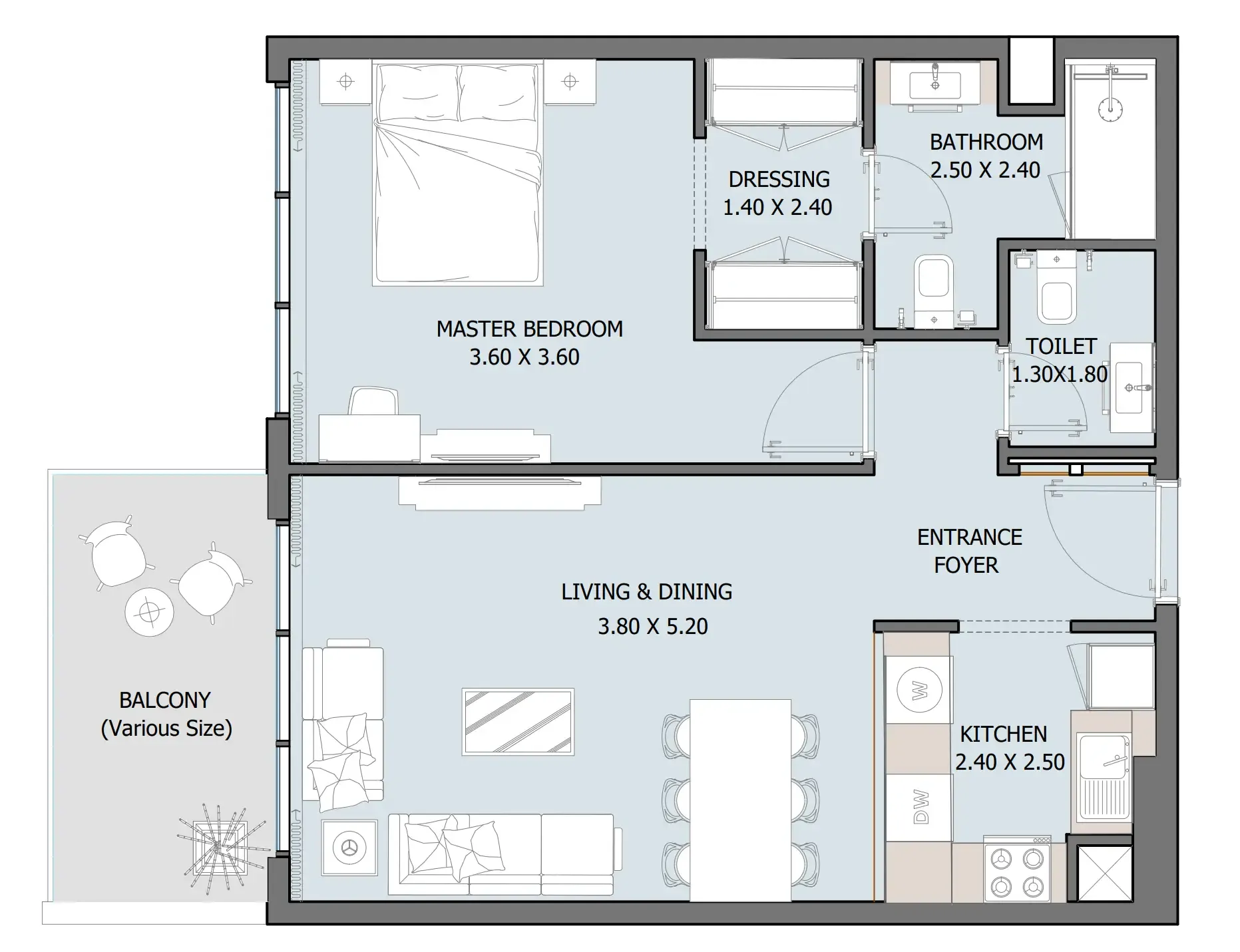 1 bedroom Apartments floor plan at Oceana