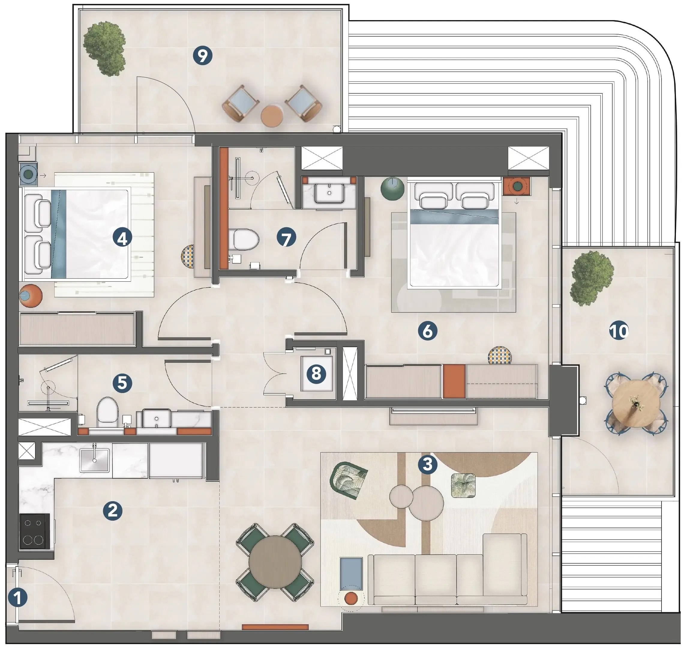 2 bedroom Apartments floor plan at Rove Home Meydan Horizon