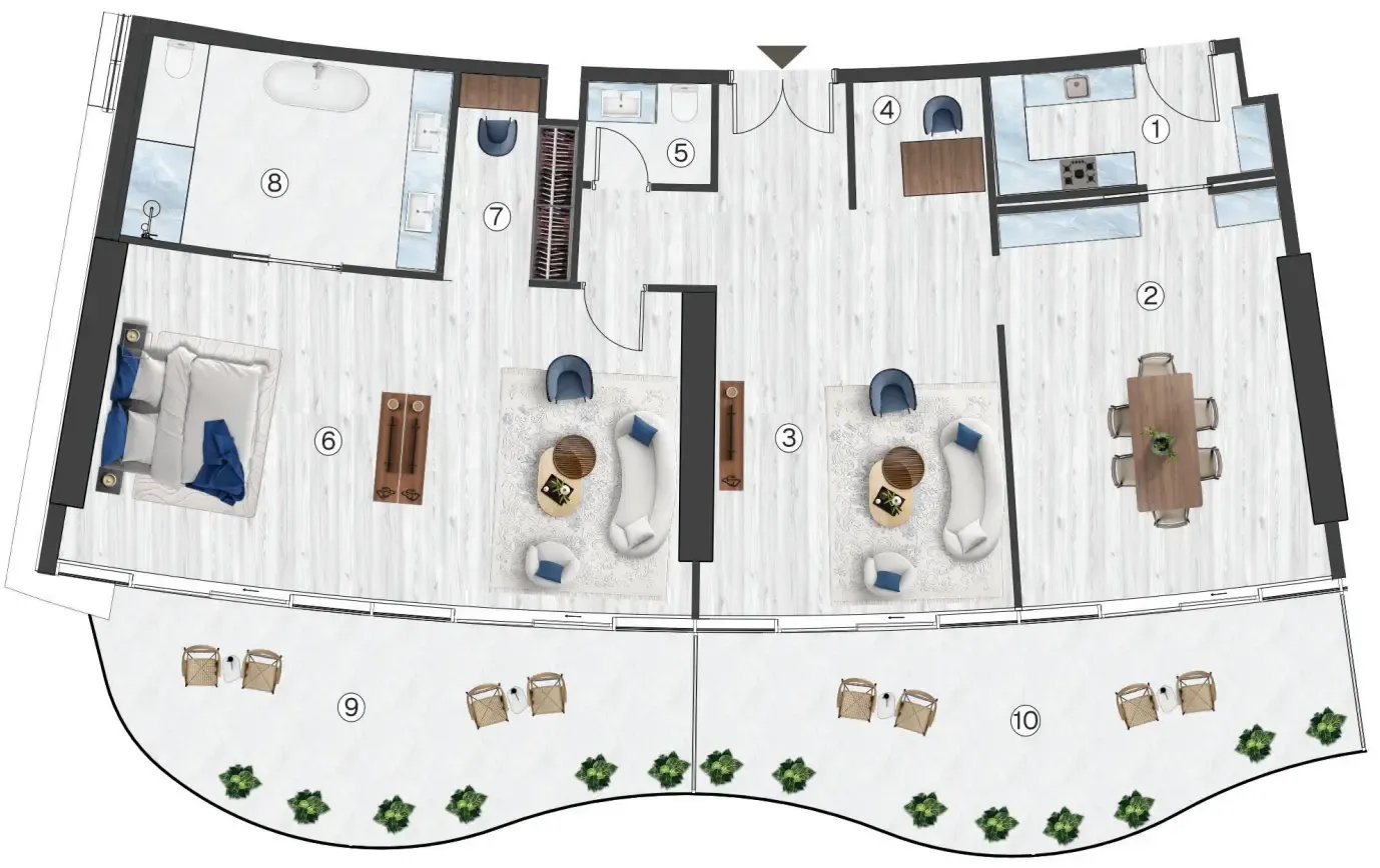 1 bedroom Apartments floor plan at Radisson Blu Hotel & Residences