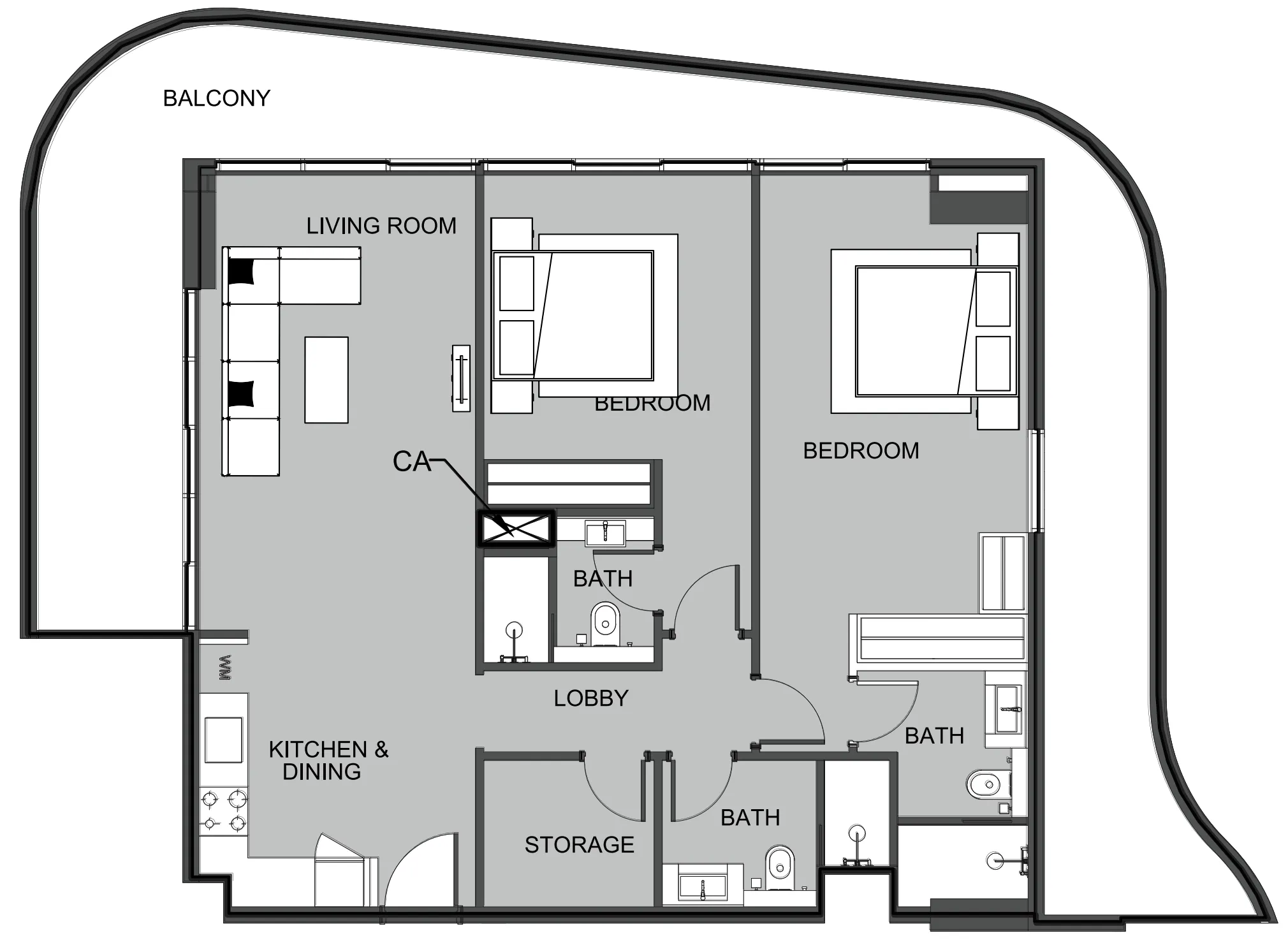 2 bedroom Apartments floor plan at The Boulevard