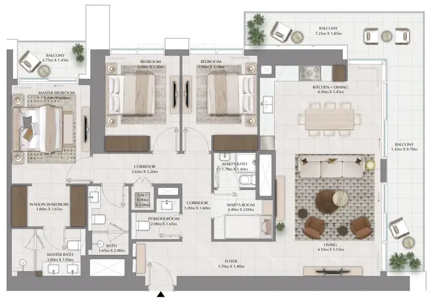 3 bedroom Apartments floor plan at Lyvia By Palace